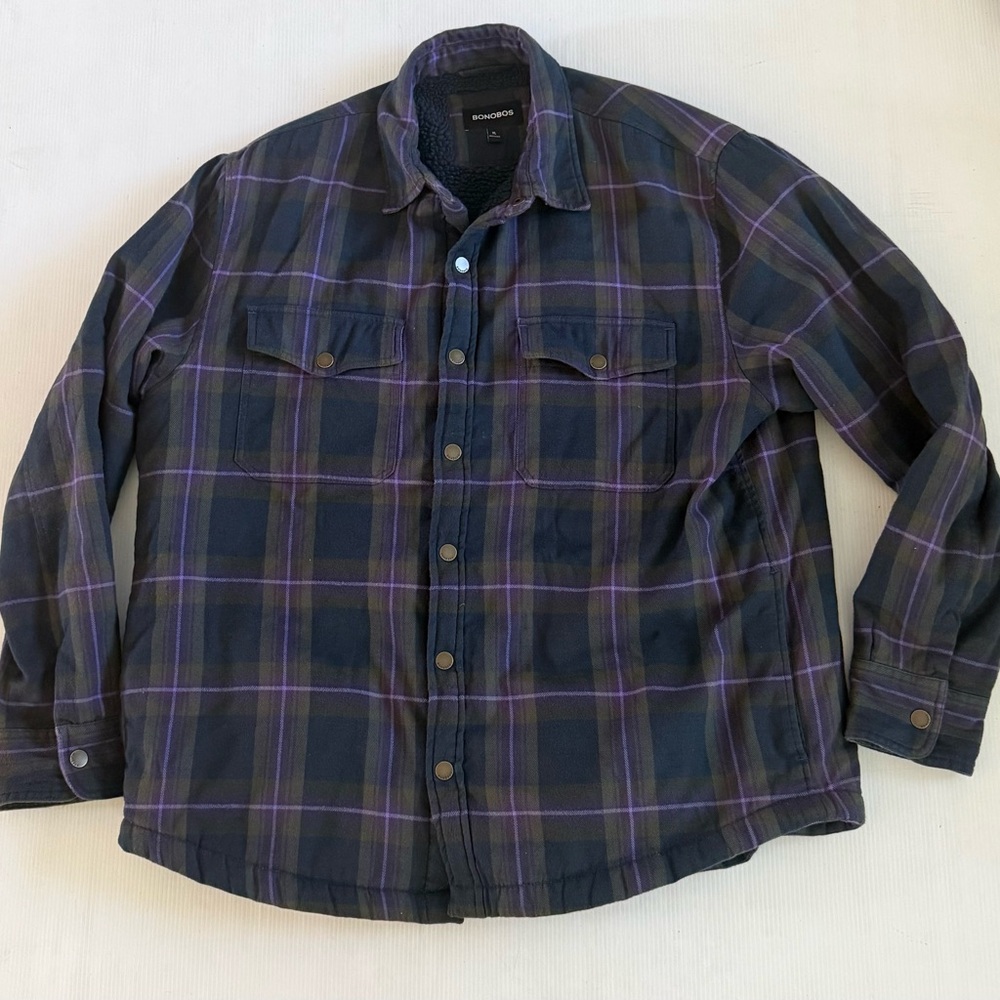 M Bonobos Jacket Sherpa Lining Mens‎ Size XL Plaid Tartans